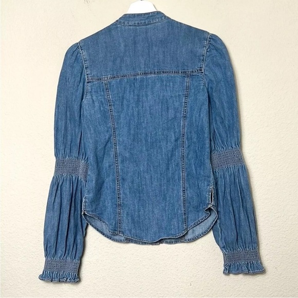 Veronica Beard Dalton Puff Sleeve Button Down Shirt - Picture 5 of 9